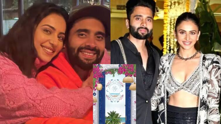 Jackky Bhagnani Rakul Preet Singh Wedding card photo viral on social media will do the wedding in Goa detail marathi news Jackky Bhagnani-Rakul Preet Singh Wedding: रकुल प्रीत-जॅकी भगनानीच्या वेडिंग कार्डचे फोटो व्हायरलं, 'या' ठिकाणी अडकणार विवाहबंधनात?