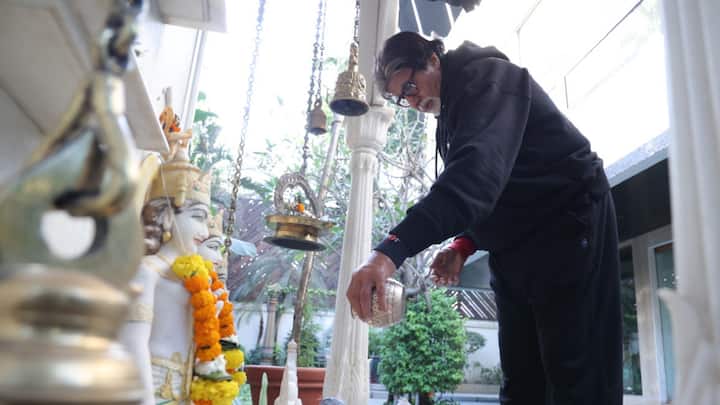 Additionally, a black shivling was positioned on a white marble pedestal, and golden bells adorned the temple's ceiling. (Image Source: Actor Amitabh Bachchan's blog)