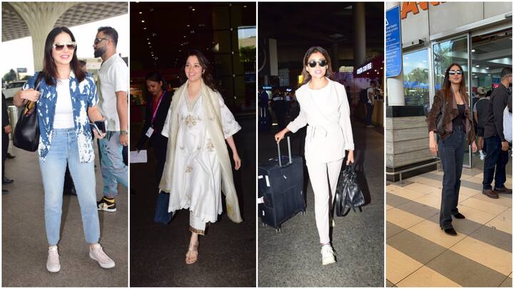 Bollywood Actresses: एयरपोर्ट पर हर दिन बॉलीवुड स्टार्स स्पॉट होते रहते हैं. आज भी बी टाउन की कईं हसीनाएं स्टाइलिश अंदाज में एयरपोर्ट पर नजर आईं. इनकी तस्वीरें सोशल मीडिया पर वायरल हो रही हैं.