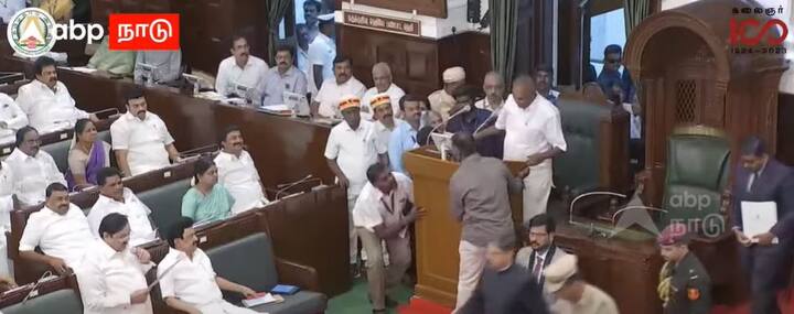 இதன் பின்னர், ஆர்.என்.ரவி அவை முடியும் முன்னரே மின்னல் வேகத்தில் வெளியேறினார். அப்போது, சபாநாயகர் அப்பாவு இருங்க.. இனிதான் ஆளுநர் ஜனகனமண பாடுவோம் என்று கூறினார். இதனால், அவையில் சிரிப்பலை ஏற்பட்டது.