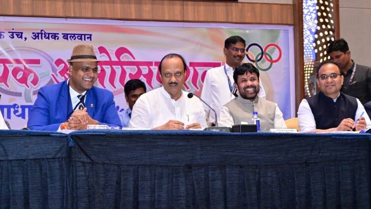 Pune Deputy CM Ajit Pawar Conducts Bhumi Pujan For Maharashtra Olympic Bhawan And Museum आता महाराष्ट्र राज्य ऑलिम्पिक संघटनेकडून क्रीडा पुरस्कार, अजित पवारांची घोषणा