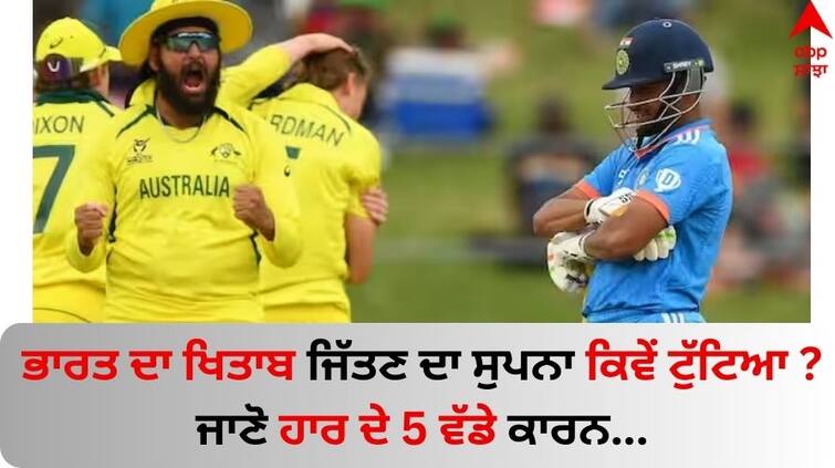 U19-world-cup-final-5-reasons-on-indian-team-defeat-against-australia-in-world-cup-final-know-details IND vs AUS: ਭਾਰਤ ਦਾ ਖਿਤਾਬ ਜਿੱਤਣ ਦਾ ਸੁਪਨਾ ਕਿਵੇਂ ਟੁੱਟਿਆ ? ਜਾਣੋ ਹਾਰ ਦੇ 5 ਵੱਡੇ ਕਾਰਨ