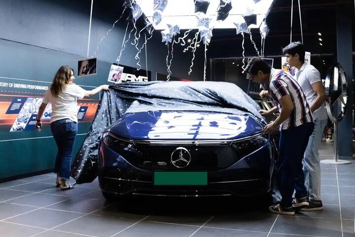 The pictures of the singer with his wife and daughter at Mercedes showroom with the car were doing the rounds on social media.