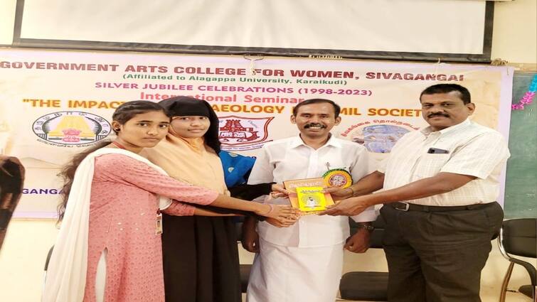 Archaeological remains of Tamil culture sivagangai Government College Students Surprise International Seminar - TNN தமிழக பண்பாட்டை பறைசாற்றும் தொல்லியல் எச்சங்கள்; பன்னாட்டு கருத்தரங்கத்தில் கல்லூரி மாணவிகள் வியப்பு