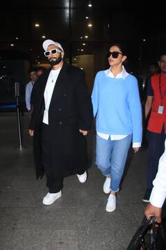 एयरपोर्ट पर एक दूसरे का हाथ थामे स्पॉट हुए दीपिका-रणवीर, विंटर लुक में कपल दिखा बेहद स्टाइलिश, देखें तस्वीरें