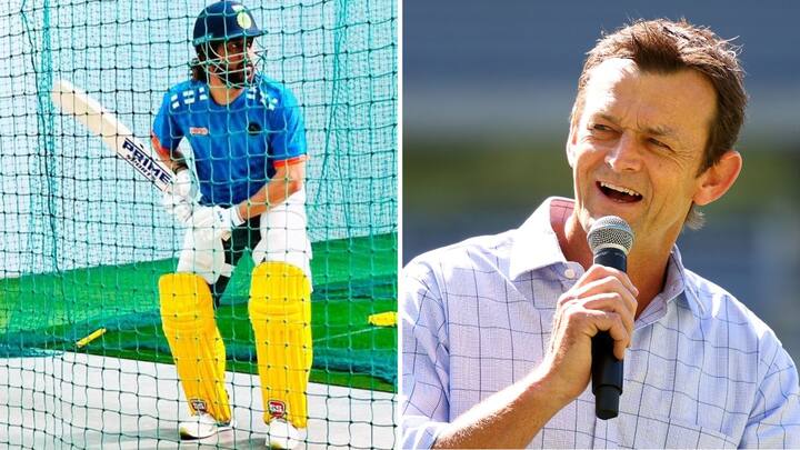 MS DhonI Adam Gilchrist Bat Sticker Reaction IPL 2024 WATCH Viral Video Indian Premier League MS Dhoni’s 'Prime Sports' Bat Sticker Gets A Reaction From Adam Gilchrist Ahead Of IPL 2024 - WATCH