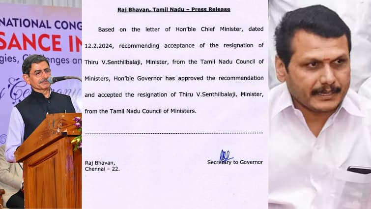 Minister Senthil Balaji's Resignation Accepted - Tamil Nadu Governor's House Announcement Senthil Balaji: செந்தில்பாலாஜிக்காக கோரிக்கை வைத்த முதல்வர் - ஏற்றுக்கொண்ட ஆளுநர்! அதிகாரப்பூர்வ அறிவிப்பு