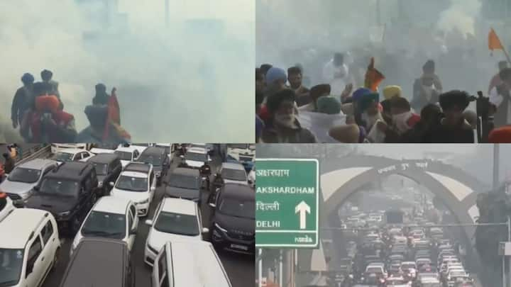 Police fired tear gas to disperse the protesting farmers at Haryana's Shambhu border. The heightened security due to the Delhi Chalo march also caused traffic snarls around Delhi-NCR borders.