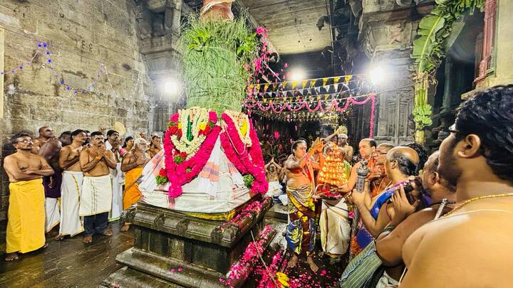 After the sanctum sanctorum was opened, various rituals, including abhishekam and aradhana, were conducted for the deity. (Credit: ABP Nadu)