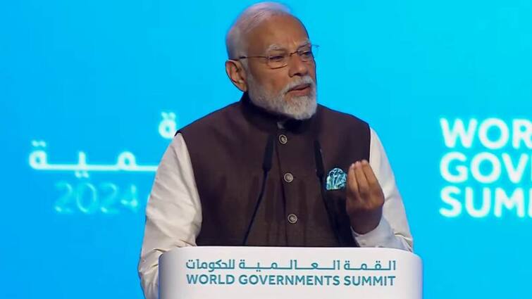 PM Modi On Terrorism Climate Change India Mohammed bin Zayed Al Nahyan World Government Summit in UAE PM Modi UAE Visit: आतंकवाद, जलवायु परिवर्तन और सरकार, पीएम मोदी विश्व सरकार शिखर सम्मेलन में क्या बोले?