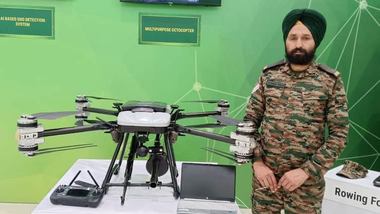 Multipurpose Octocopter Indian Army Havildar Varinder Singh President Droupadi Murmu Drone military innovation Sikh Regiment 'Multipurpose Octocopter': Army Havildar Gets Honoured By Prez Murmu For Developing Innovative Drone