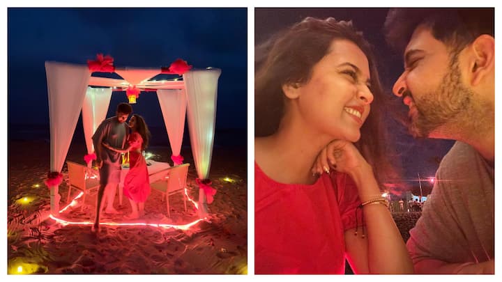 Actors Karan Kundrra and Tejasswi Prakash celebrated Valentine's Day together on a romantic beach date.