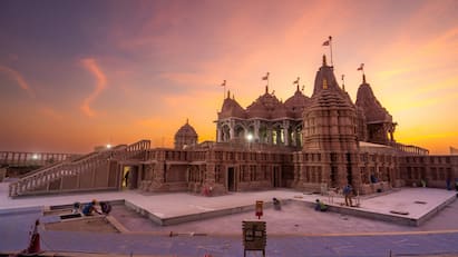 The BAPS temple is located in the Abu Mureikhah district, near the Abu Dhabi-Dubai highway, and is spread across 27 acres. Image Source: PTI