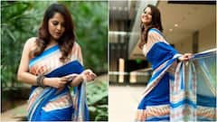 Anasuya Bharadwaj: నీలి రంగు చీరలో 'రంగమ్మత్త' సోగసులు - ఇచ్చిపడేసిన అనసూయ