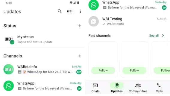 WhatsApp Channel : आता व्हॉट्सॲप चॅनल्स नव्या रूपात दिसणार; पिनिंग फीचरही होतंय रोल-आऊट WhatsApp Channel : आता व्हॉट्सॲप चॅनल्स नव्या रूपात दिसणार; पिनिंग फीचरही होतंय रोल-आऊट