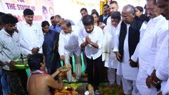 Revanth Reddy Lays Foundation Of Rajiv Gandhi Statue In Hyderabad, BRS Wants Telangana Talli Statue