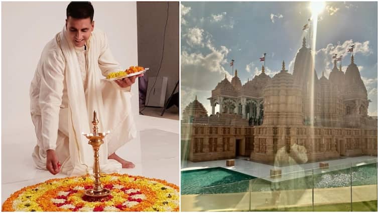 akshay kumar feeling blessed to be a part of BAPS temple inauguration in Abu Dhabi अबू धाबी में बना पहला हिंदू मंदिर, दर्शन करने पहुंचे अक्षय कुमार, कहा- 'ये एक ऐतिहासिक पल है...'