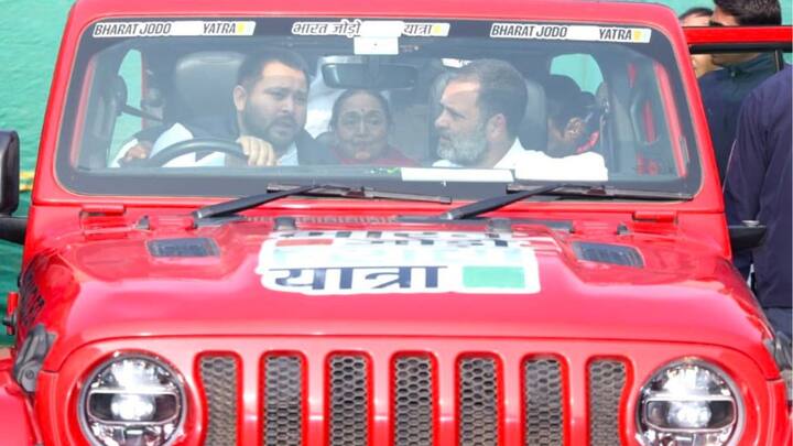 Rahul Gandhi Tours Bihar In Jeep Wrangler, Tejashwi Yadav In Driver's Seat Rahul Gandhi: பாரத் ஜோடோ நியாய யாத்திரையில் பங்கேற்ற தேஜஸ்வி யாதவ் - ராகுல் காந்தியுடன் கார் பயணம்!