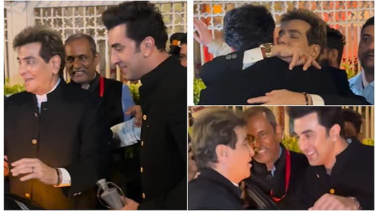 Lokmat Awards 2024 Ranbir Kapoor help Jitendra veteran actor hug and kiss animal actor Bonding Video Viral Ranbir Kapoor ने झुककर दिया सम्मान तो जीतेंद्र ने 'एनिमल' एक्टर पर लुटाया प्यार, पहले गले लगाया फिर गाल पर किया किस