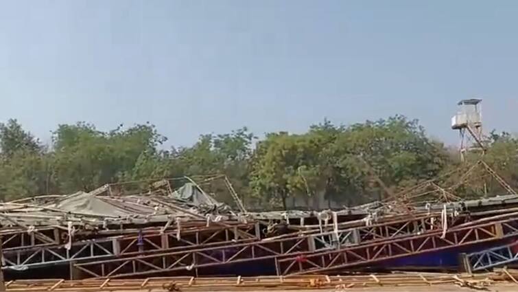 Jawaharlal Nehru Stadium Pandal Collapses in Delhi 8 Injured ఢిల్లీలోని నెహ్రూ స్టేడియంలో కుప్ప కూలిన స్టేజ్, పలువురికి తీవ్ర గాయాలు