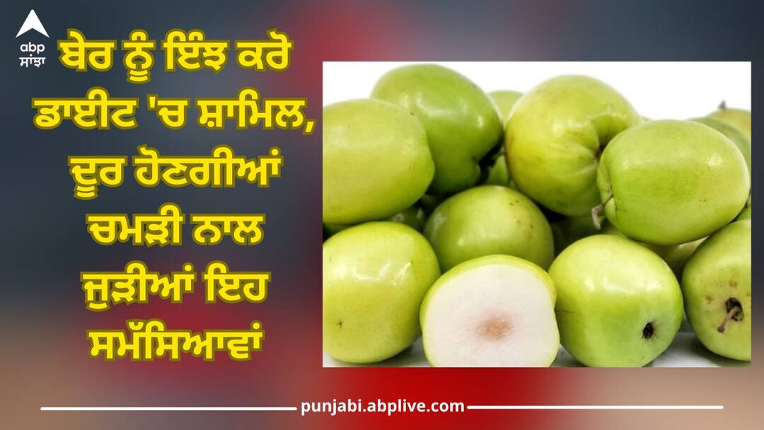 Ber (Jujube) Benefits: ਬੇਰ ਨੂੰ ਇੰਝ ਕਰੋ ਡਾਈਟ 'ਚ ਸ਼ਾਮਿਲ, ਦੂਰ ਹੋਣਗੀਆਂ ਚਮੜੀ ਨਾਲ ਜੁੜੀਆਂ ਇਹ ਸਮੱਸਿਆਵਾਂ Include Ber/Jujube in your diet like this, these skin related problems will be removed Ber (Jujube) Benefits: ਬੇਰ ਨੂੰ ਇੰਝ ਕਰੋ ਡਾਈਟ 'ਚ ਸ਼ਾਮਿਲ, ਦੂਰ ਹੋਣਗੀਆਂ ਚਮੜੀ ਨਾਲ ਜੁੜੀਆਂ ਇਹ ਸਮੱਸਿਆਵਾਂ