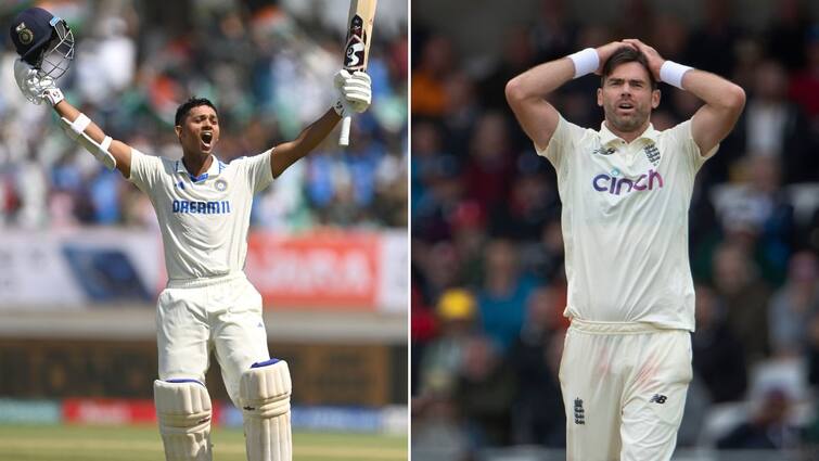 Ind vs Eng rajkot Test Yashasvi Jaiswal hits James Anderson three sixes India vs England Sarfaraz Khan WATCH: Yashasvi Jaiswal Hits James Anderson For Three Consecutive Sixes in IND vs ENG Rajkot Test