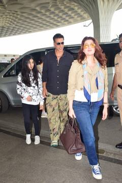 PICS: शूटिंग पूरी करते ही फैमिली संग वेकेशन पर निकले Akshay Kumar, बेटी और बीवी संग जमकर दिए पोज