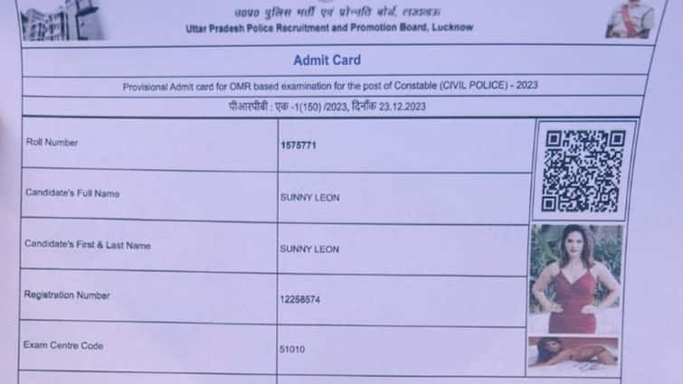 Sunny Leone's Photos On Admit Card For UP Police Recruitment Exam Goes Viral