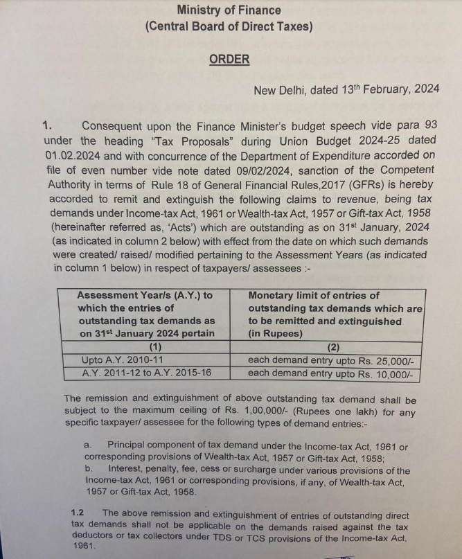 Tax Demand Waived: 1 करोड़ टैक्सपेयर्स को मोदी सरकार ने दी बड़ी राहत, 1 लाख रुपये तक टैक्स डिमांड किया माफ!