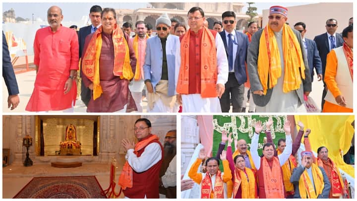 Uttarakhand CM Pushkar Singh Dhami and his cabinet colleagues paid a visit to Ayodhya's Ram temple On Tuesday and wished for the happiness, prosperity, and well-being of all the people of the state.