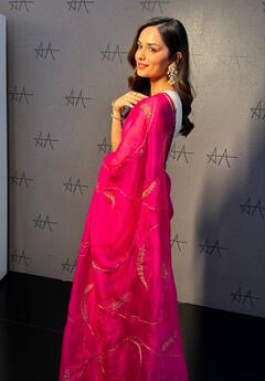 Manushi Chillar Shines Bright In A Pink Saree At Operation Valentine Trailer Launch; PICS