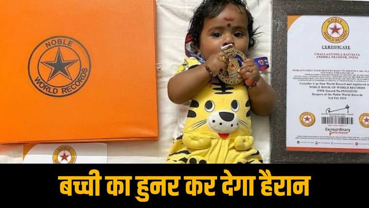 उम्र 4 महीने, दिमाग ऐसा कि बड़े-बड़े रह जाएं पीछे, कौन है कैवल्या जिसके नाम दर्ज हुआ वर्ल्ड रिकॉर्ड Who is Kaivalya Andhra Pradesh 4 Month child Identifies 120 Objects Sets World Record उम्र 4 महीने, दिमाग ऐसा कि बड़े-बड़े रह जाएं पीछे, कौन है कैवल्या जिसके नाम दर्ज हुआ वर्ल्ड रिकॉर्ड