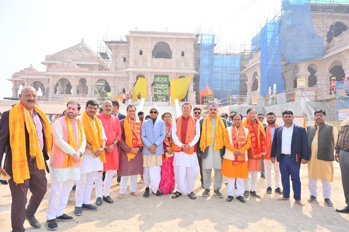During his visit to the city in UP, Dhami was joined by Uttarakhand ministers Satpal Maharaj, Premchand Aggarwal, Subodh Uniyal, Dhan Singh Rawat, and Rekha Arya, along with Rajya Sabha member Naresh Bansal. (Photo: X/@pushkardhami)