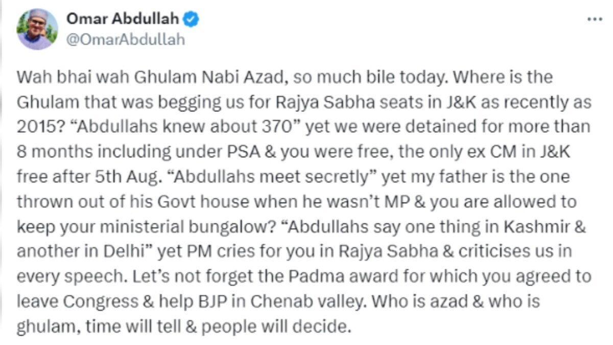 Ghulam Azad Claims Farooq Abdullah Sought ‘Night’ Meeting With PM Modi, NC Chief Asks 'Who Is Your Agent