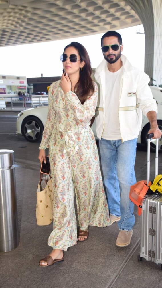शाहिद कपूर पत्नी मीरासोबत एअरपोर्टवर स्पॉट!