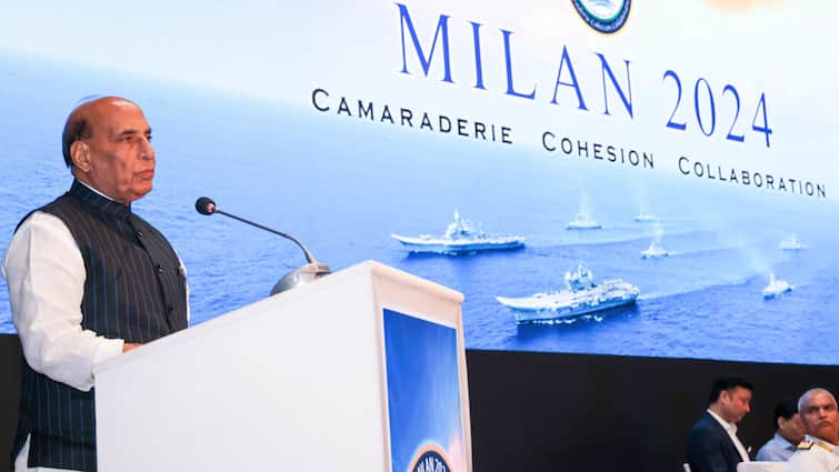 Defence Minister Rajnath Singh India Maritime Security At Milan Naval Exercise 2024 Visakhapatnam 'India Won't Shrink From Countering Any Threat': Rajnath Singh On Maritime Security At Milan 2024