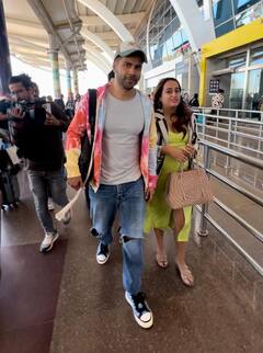 Varun-Natasha Pics: प्रेग्नेंट नताशा दलाल ने फ्लॉन्ट किया बेबी बंप, हसबैंड वरुण धवन ने एयरपोर्ट पर रखा ख्याल, देखें तस्वीरें