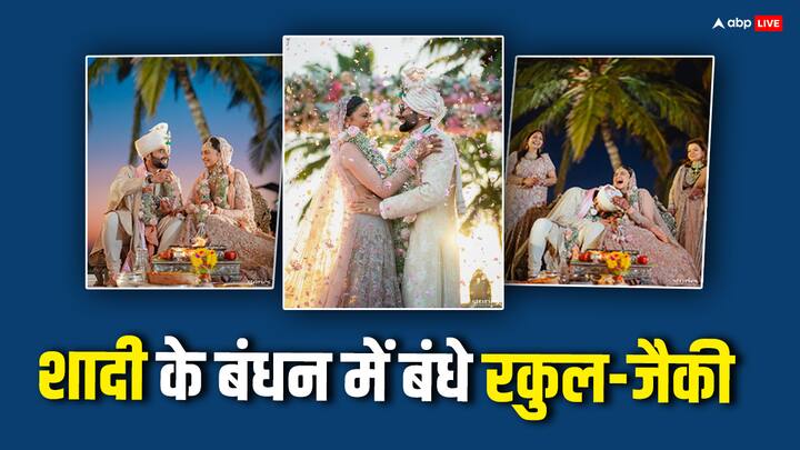 Rakul Preet Singh Jackky Bhagnani Wedding First Pics out couple shared on social media Rakul-Jackky Wedding First Pics: सात जन्मों के बंधन में बंधे रकुल प्रीत संग जैकी भगनानी, कपल की शादी की पहली तस्वीरें आई सामने