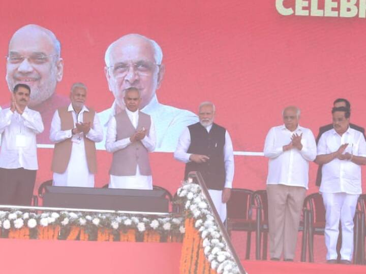 PM Modi inaugurates several projects worth Rs 1,200 crore during the Golden Jubilee Celebrations of the Gujarat Cooperative Milk Marketing Federation. (Photo: X/@Bhupendrapbjp)