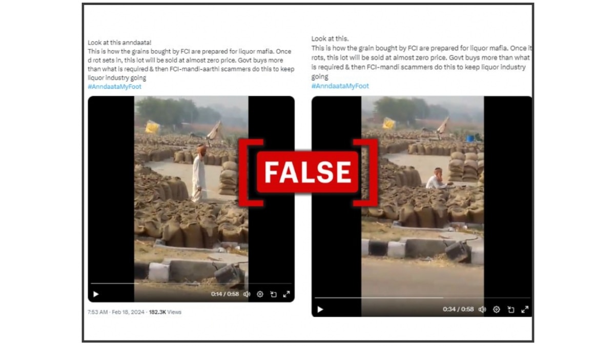 Fact Check: Unrelated Video Shared To Claim Punjab Farmer Watered Grain Sacks To ‘Aid Liquor Mafia’