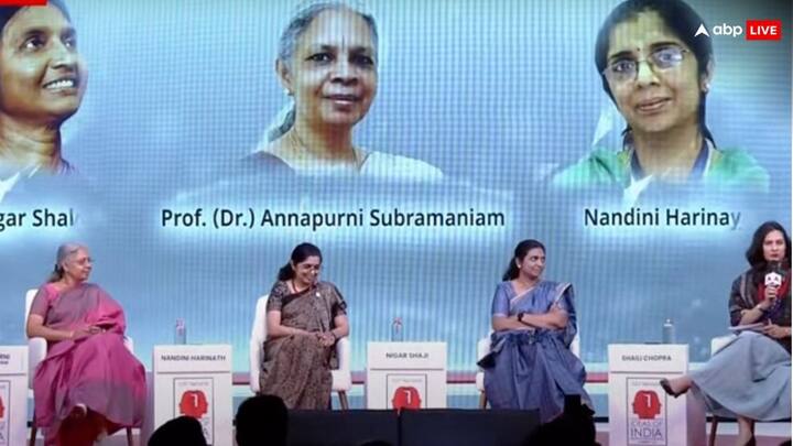 Ideas of India 2024 by ABP Network Nandani Harinath Nigar Shaji Annapurni Subramaniam life journey isro विज्ञान से जुड़ी इन महिला हस्तियों की जर्नी रही बेहद कठिन, बोलीं- स्पेस में भारत का मजबूत होना बेहद जरूरी