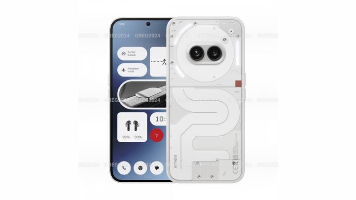 The design prominently features a dual-camera setup on the rear, resembling eyes, complemented by three Glyph LEDs, with the signature transparent back retained from previous iterations. Notably, wireless charging is omitted in this model, differing from its predecessors.