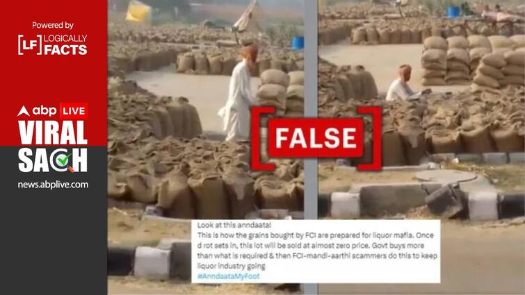 Fact Check: Unrelated Video Shared To Claim Punjab Farmer Watered Grain Sacks To ‘Aid Liquor Mafia’