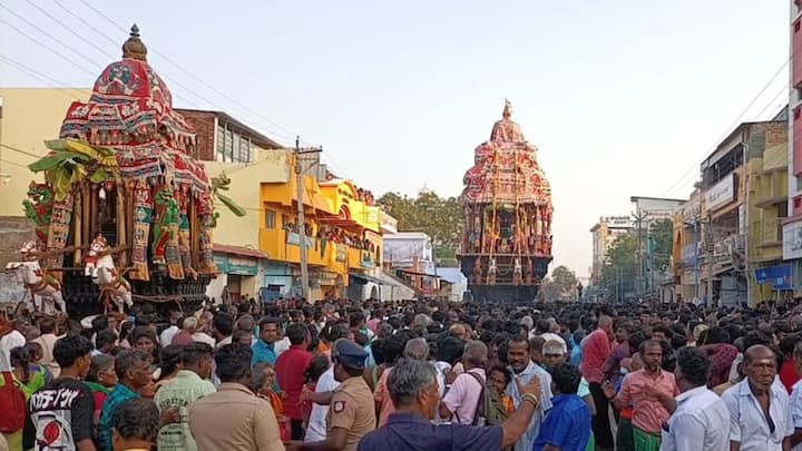 Masi Thiruvizha procession was held at Subramanya Swamy temple in Tiruchendur of Tamil Nadu on Friday.