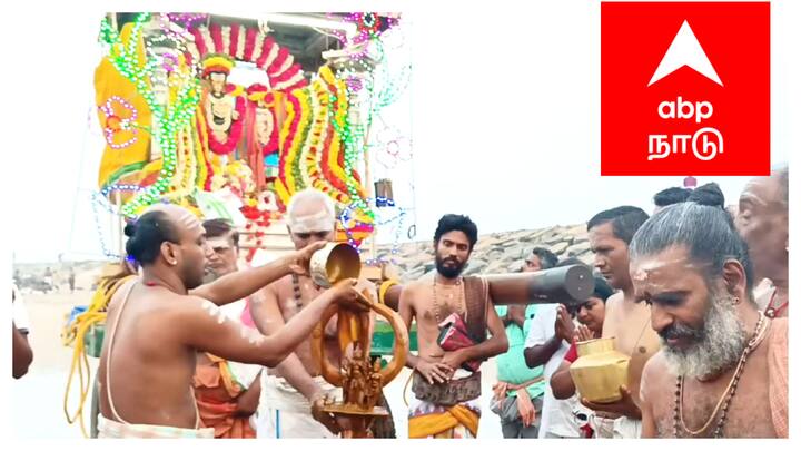 Masi Magam 2024 Thiruvengadu temple masi Magam therithavari festival - TNN 15 ஆண்டுக்கு பின் காவிரி சங்க கடற்கரையில் எழுந்தருளிய சுவேதாரண்யேஸ்வரர்  - பரவசமடைந்த பக்தர்கள்