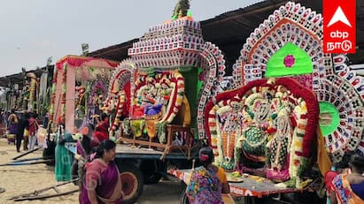 Villupuram news Koonimedu Beach Theerthawari Festival in Marakkanam - TNN Marakkanam: வெகுவிமரிசையாக நடைபெற்ற கூனிமேடு கடற்கரை தீர்த்தவாரி விழா