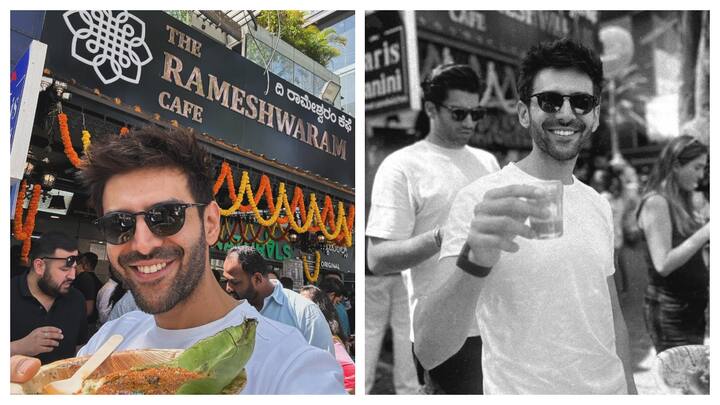 Kartik Aaryan has tantalised the taste buds, as he indulged in a delectable array of South Indian delicacies on a cheat day escapade in Bengaluru.