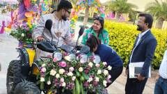 In PIcs: दुल्हनिया को लेने डेजर्ट मोटर साइकिल पर सवार होकर पहुंचे दूल्हा वैभव, पिता CM मोहन यादव ने निभाईं रस्में