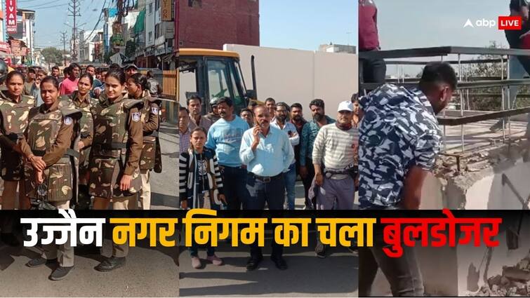 Ujjain Municipal Corporation Remove Encroachment In Mahakaleshwar Temple Area MP ann MP News: महाकालेश्वर मंदिर के नंदी गेट के पास चला उज्जैन नगर निगम का बुलडोजर