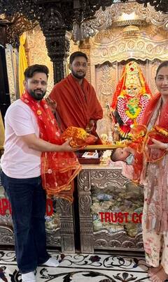 Disha Parmar, Rahul Vaidya Seek Blessings At Mahalakshmi Jagdamba Temple With Daughter; See Pics